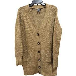 Orb Life Cardigan Sweater Women Small Brown Button Front Knit Pockets Cozy Soft